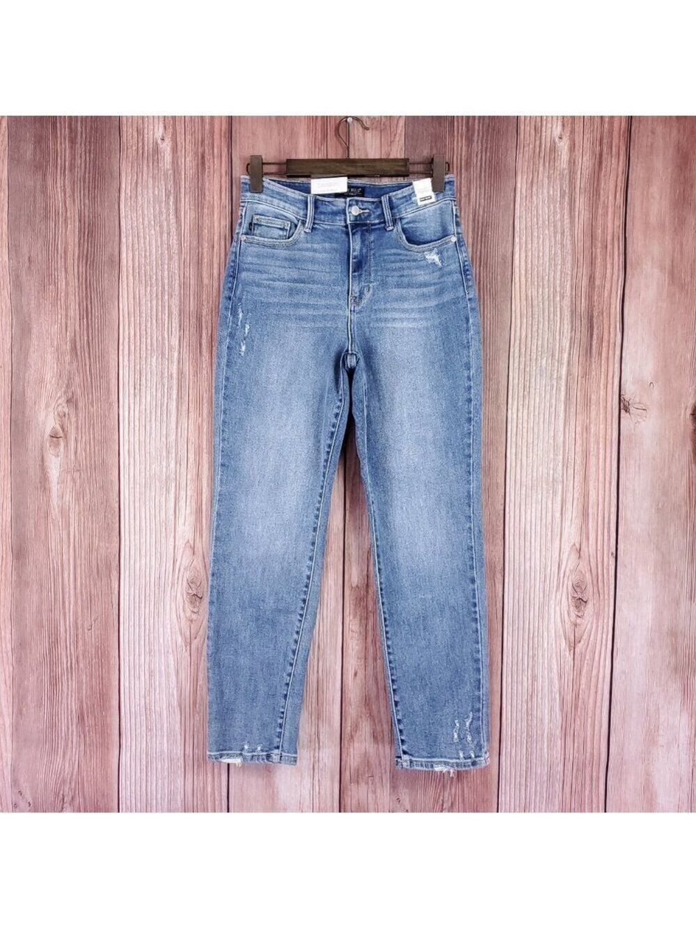 NWT Judy Blue Slim Fit High Waist Jeans Womens 5/27 Distressed Denim Stretch